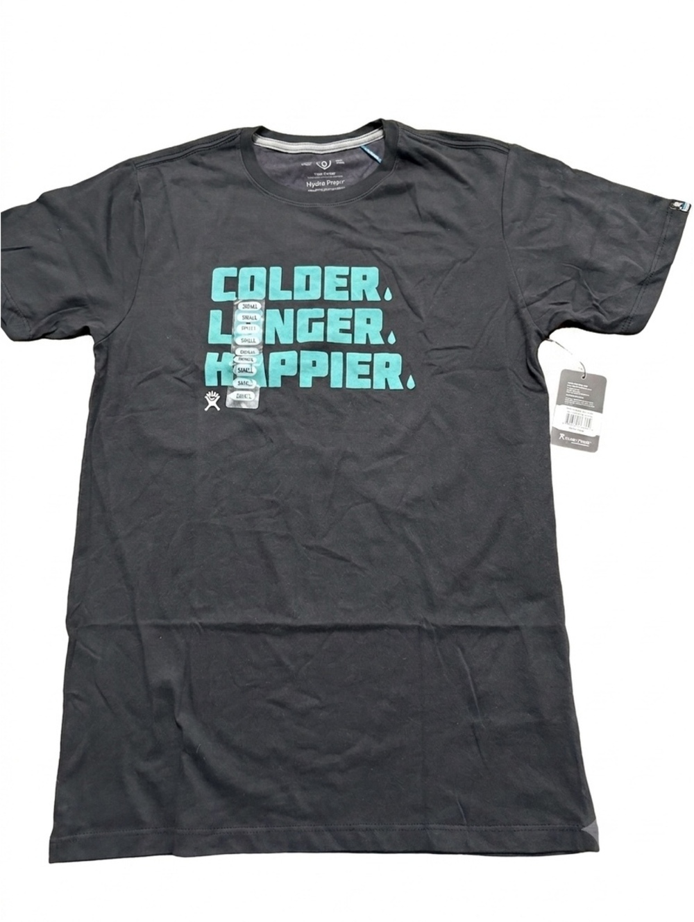 New Hydro Flask Men's "Colder. Longer. Happier." Graphic T-Shirt - Size Small